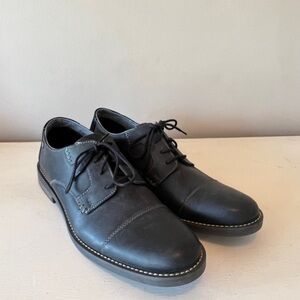 Penguin Men's Black Westley Cap-Toe Oxford Leather Dress Shoes